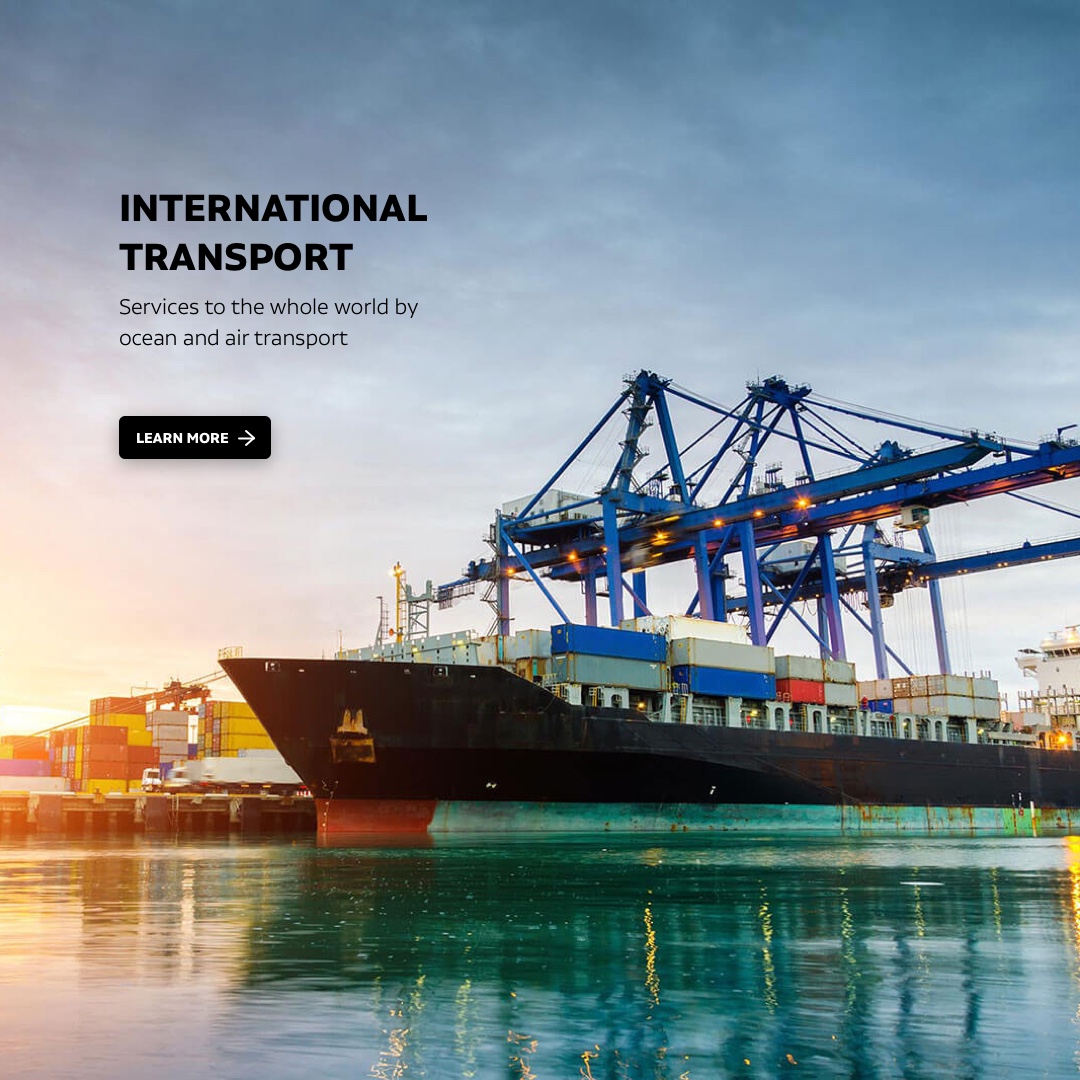 International transport: Services to the whole world by ocean and air transport